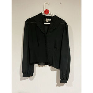 Woman’s Brand : At Once Black Shear Long Sleeve Blouse Large